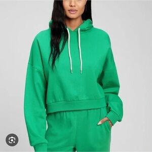 GAP Bright Green Vintage Cropped Drop Shoulder Hoody, Medium, Like New
